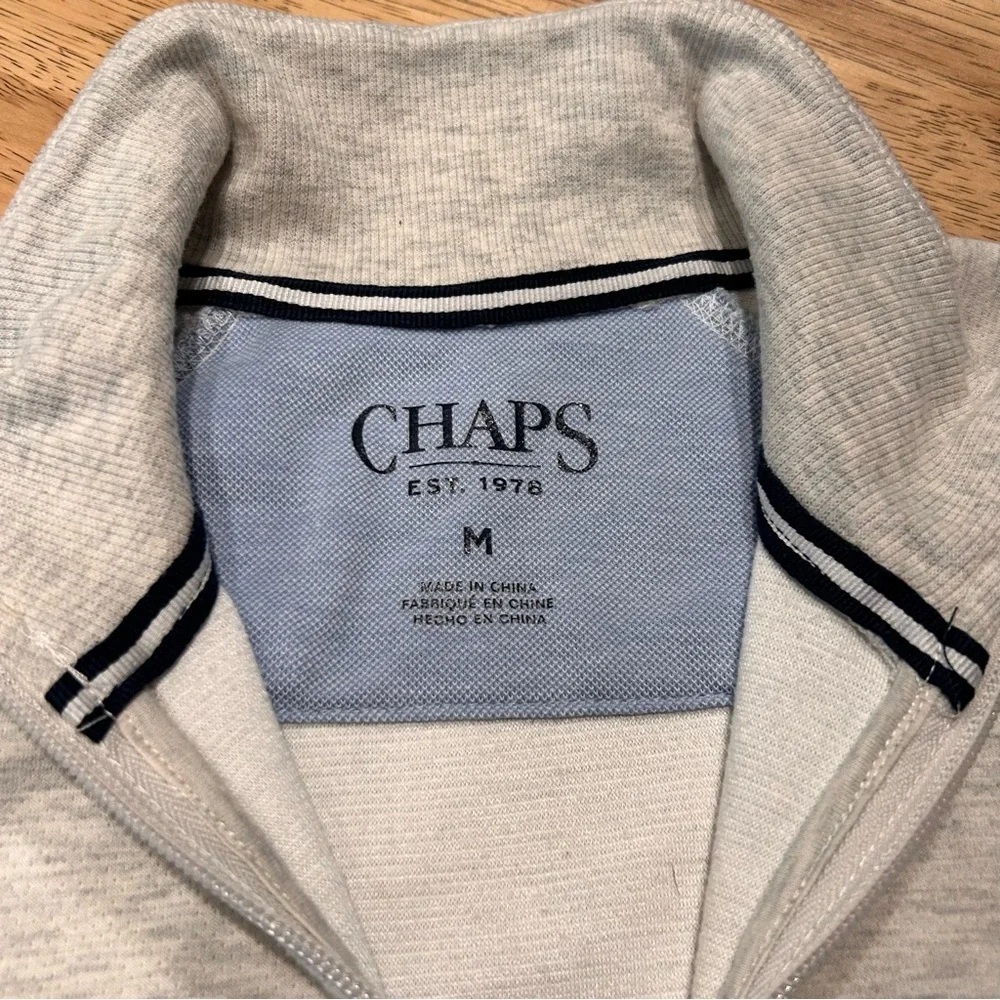 Chaps Classic Light Gray‎ 1/4 Zip Pullover Sweater Size Medium